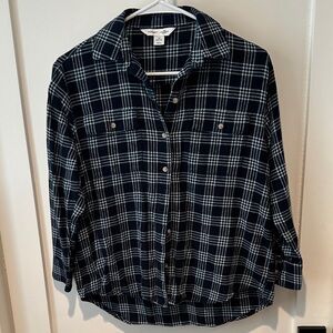 Old Navy Blue and White Plaid Shirt